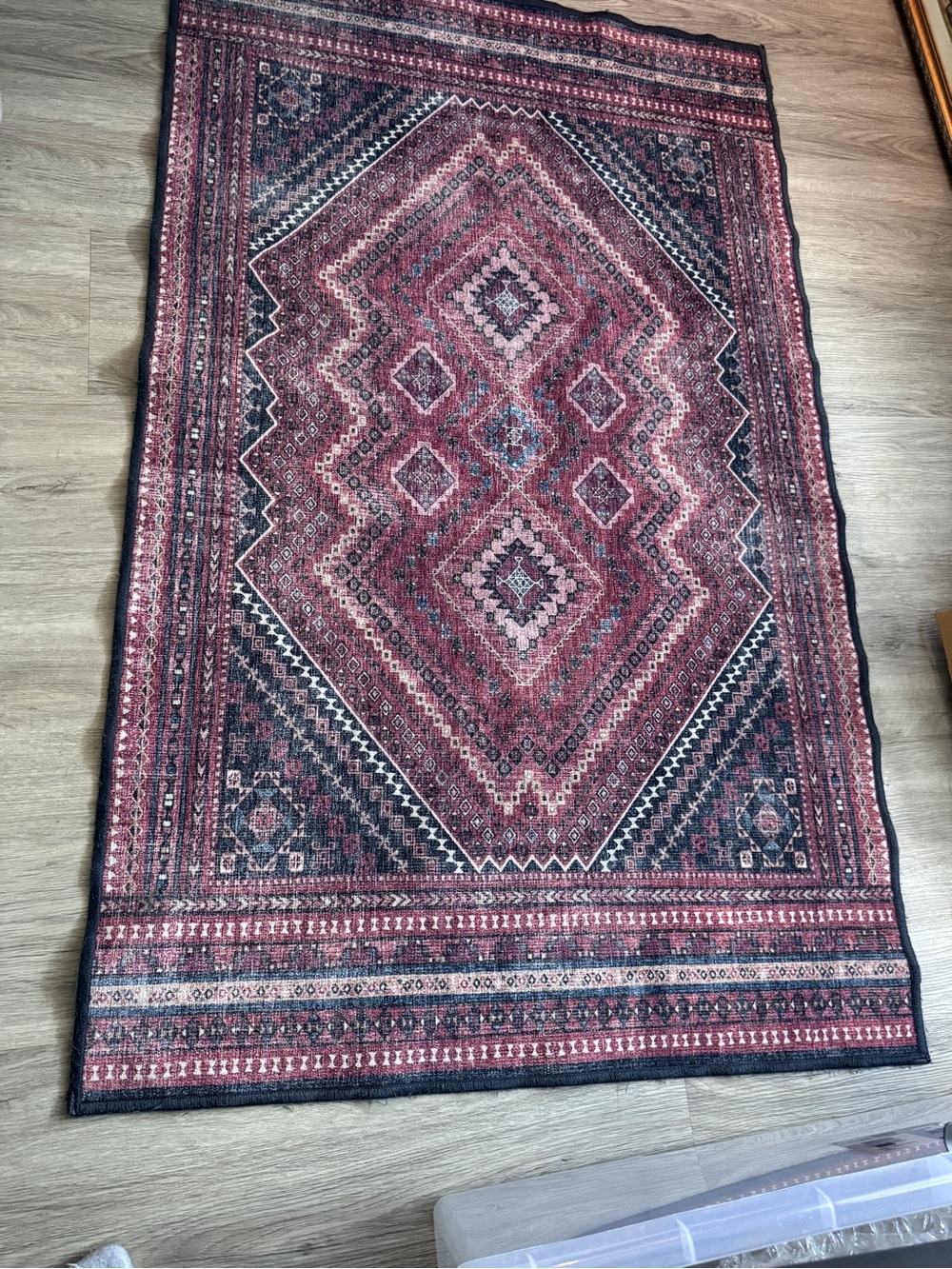 Rust/Maroon Diamond Pattern 3x5 Rug - Ruggable - machine washable